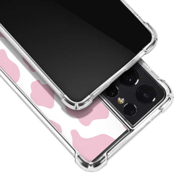 Pink Cow Print Galaxy S21 Ultra 5G Clear Case