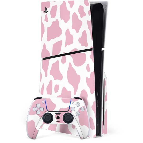 Pink Cow Print PS5 Slim Disk Bundle Skin