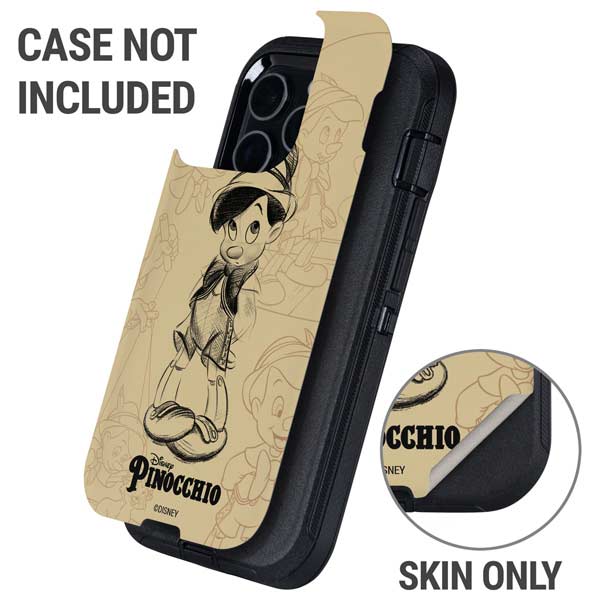 Disney Pinocchio Sketches Portrait Otterbox Defender iPhone Skin
