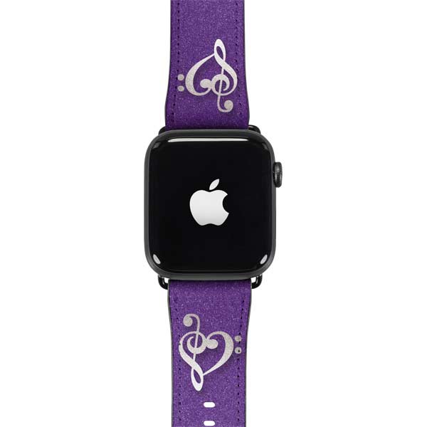 Purple Glitter Musical Heart Apple Watch Band 38-40mm