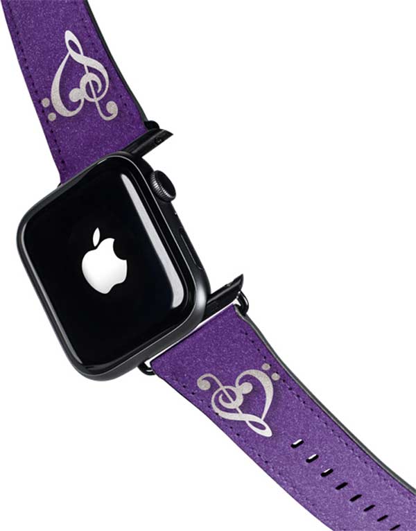 Purple Glitter Musical Heart Apple Watch Band 38-40mm