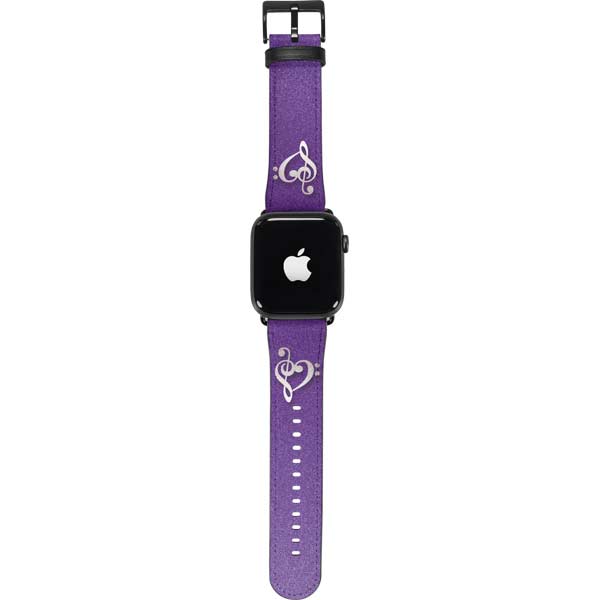 Purple Glitter Musical Heart Apple Watch Band 38-40mm