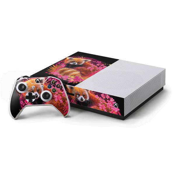 Red Panda with Flowers by Sheena Pike Xbox One S Console and Controlle ...
