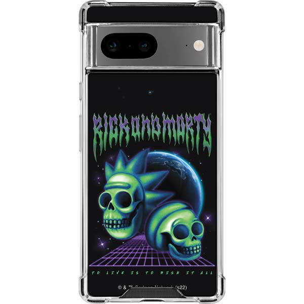 Adult Swim Rick and Morty Neon Skulls Google Pixel 8 Clear Case