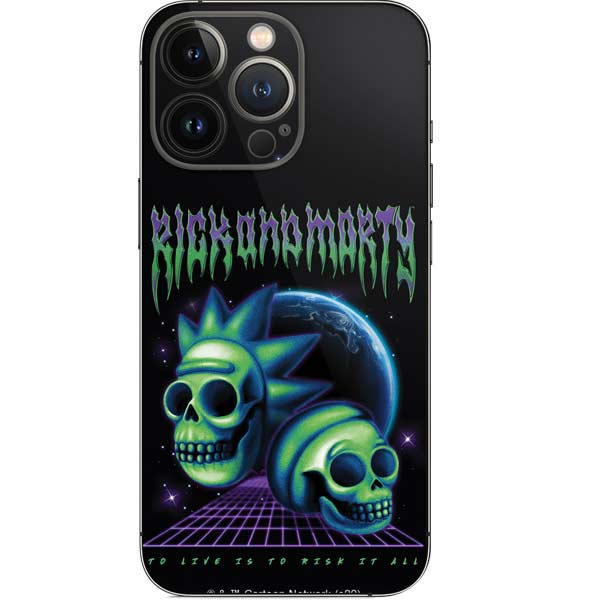 Adult Swim Rick and Morty Neon Skulls iPhone 13 Pro Skin