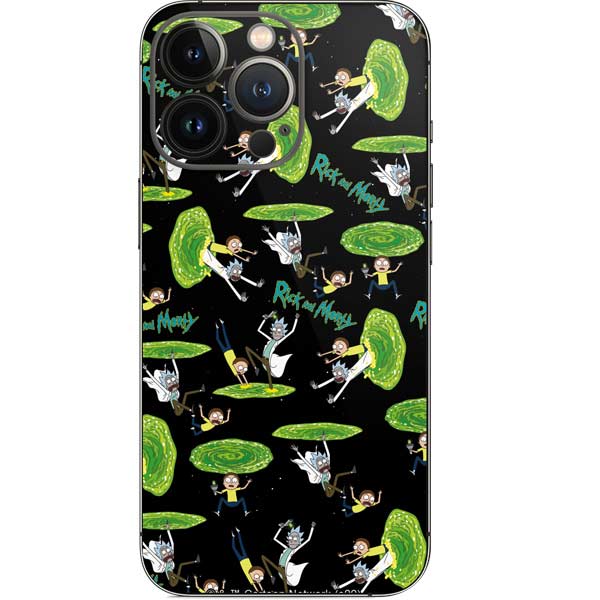 Adult Swim Rick and Morty Portal Pattern iPhone 15 Pro Skin