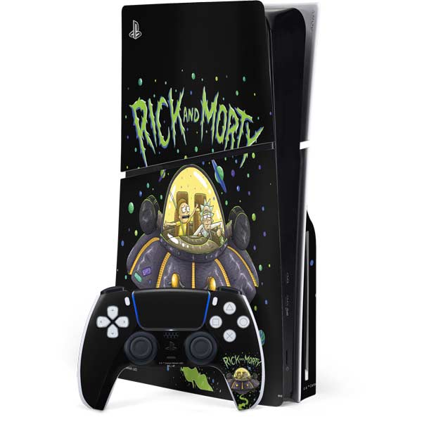 Adult Swim Rick and Morty Spaceship PS5 Slim Disk Bundle Skin