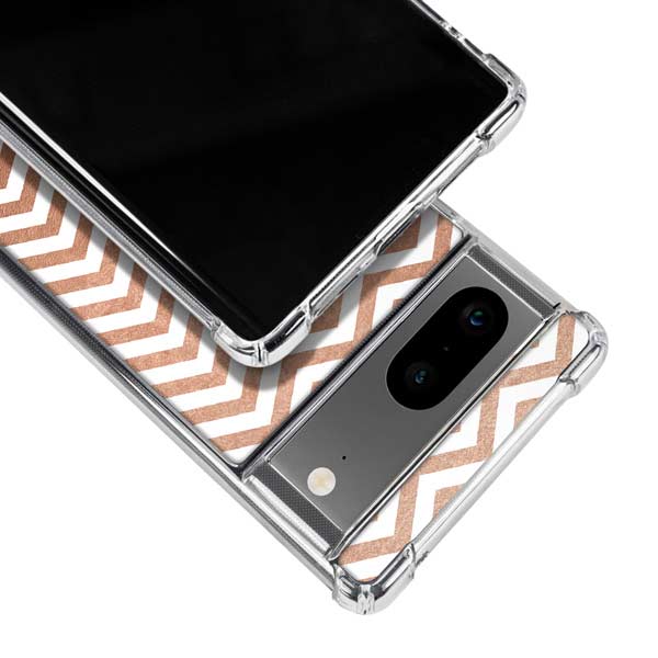 Rose Gold Chevron Google Pixel 8 Clear Case