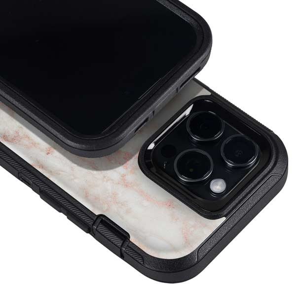 Rose Gold Marble Otterbox Defender iPhone Skin