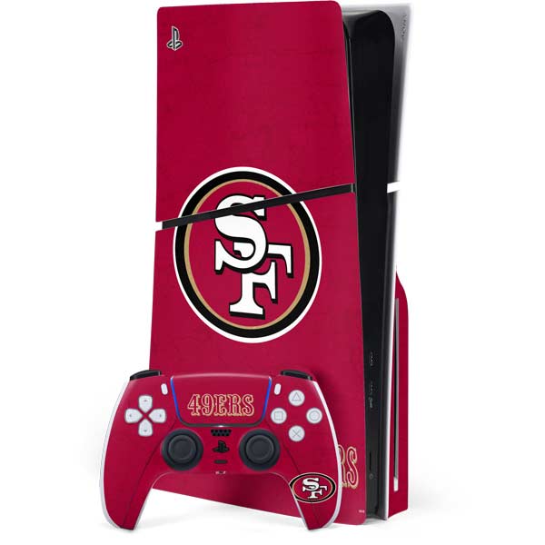 NFL San Francisco 49ers Distressed PS5 Slim Disk Bundle Skin