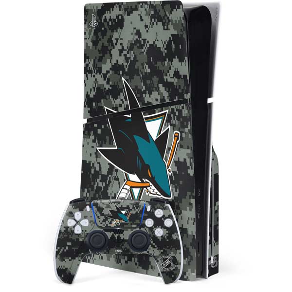 NHL San Jose Sharks Camo PS5 Slim Disk Bundle Skin