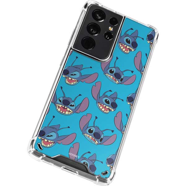 Disney Lilo and Stitch Face Expression Pattern Galaxy S21 Ultra 5G Clear Case