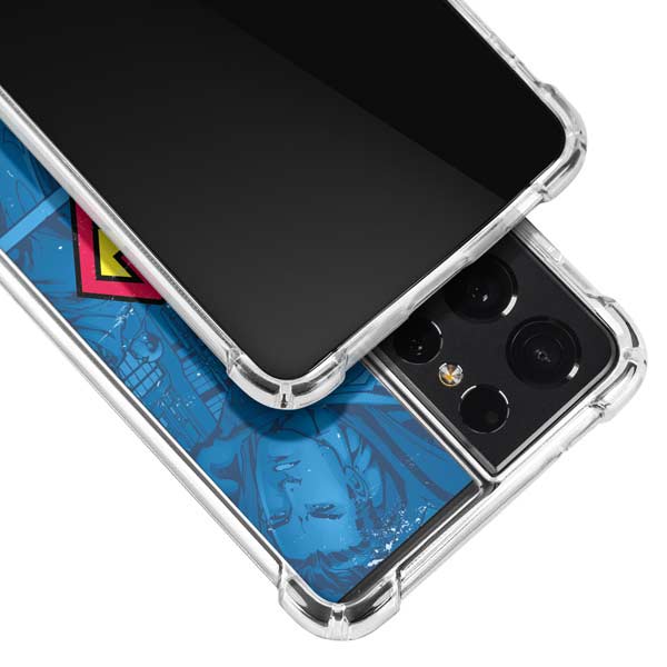 DC Comics Superman Logo Background Pattern Galaxy S21 Ultra 5G Clear Case