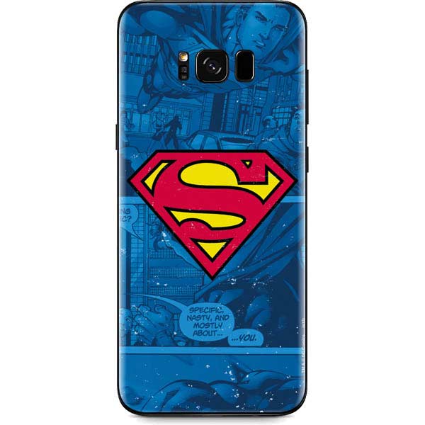 DC Comics Superman Logo Background Pattern Galaxy S8 Plus Skin