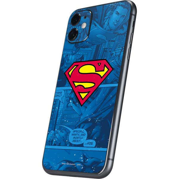 DC Comics Superman Logo Background Pattern iPhone 11 Skin