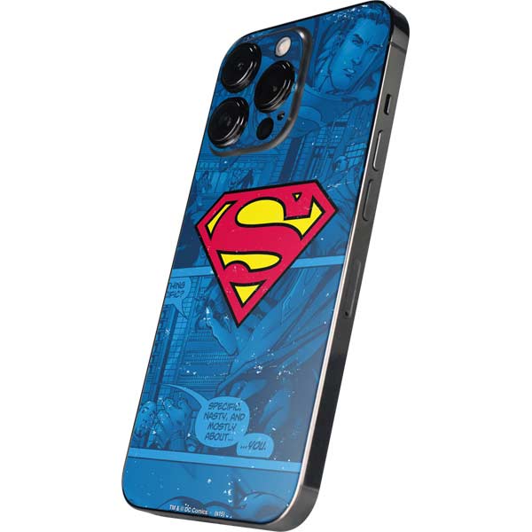 DC Comics Superman Logo Background Pattern iPhone 15 Pro Skin