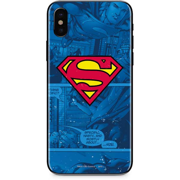 DC Comics Superman Logo Background Pattern iPhone XS Max Skin