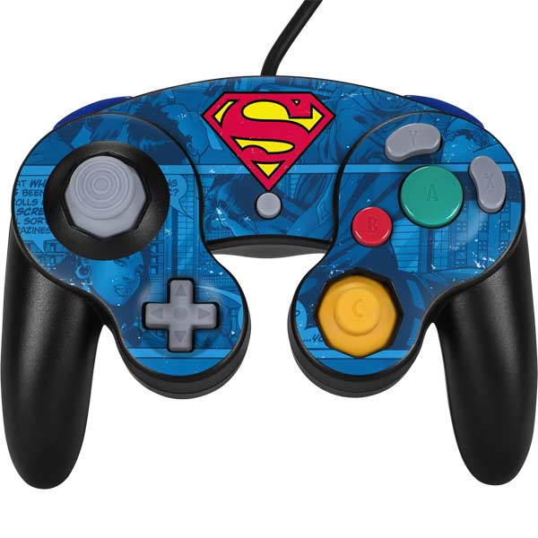 DC Comics Superman Logo Background Pattern Nintendo GameCube Controller Skin