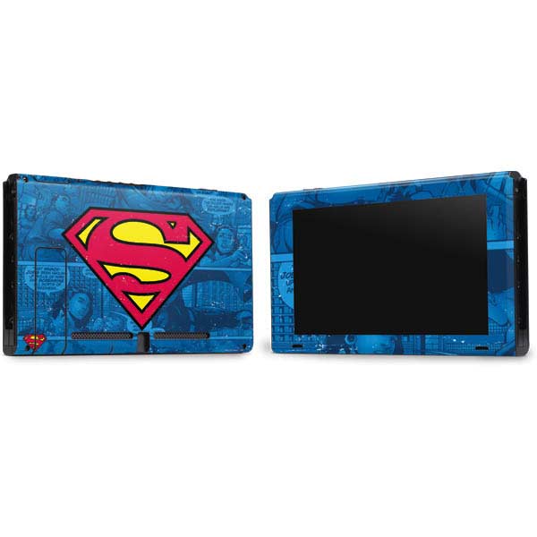 DC Comics Superman Logo Background Pattern Nintendo Switch Bundle Skin