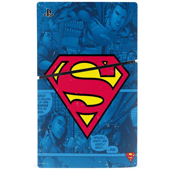 DC Comics Superman Logo Background Pattern PS5 Slim Disk Bundle Skin