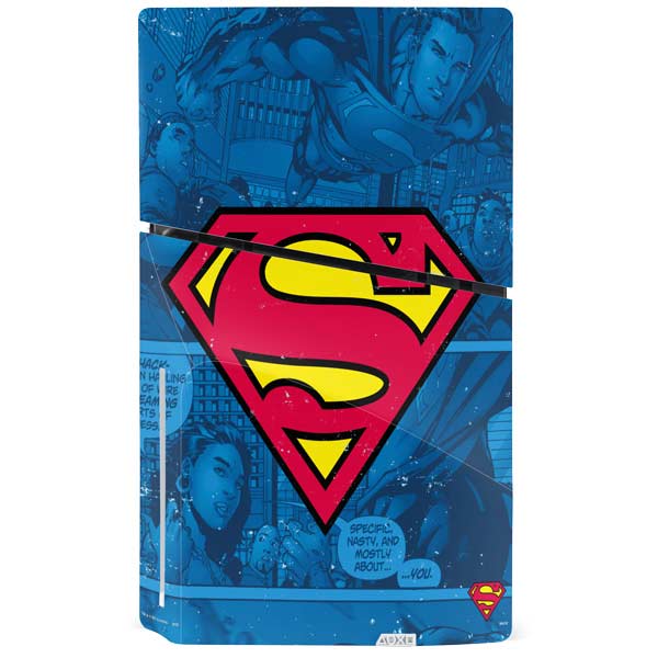 DC Comics Superman Logo Background Pattern PS5 Slim Disk Bundle Skin