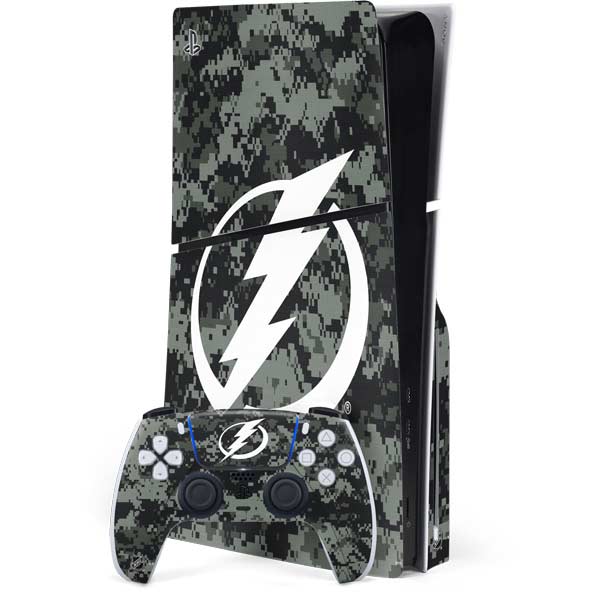 NHL Tampa Bay Lightning Camo PS5 Slim Disk Bundle Skin
