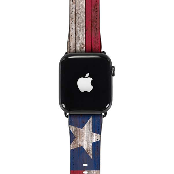 Texas Flag Dark Wood Apple Watch Band 38-40mm