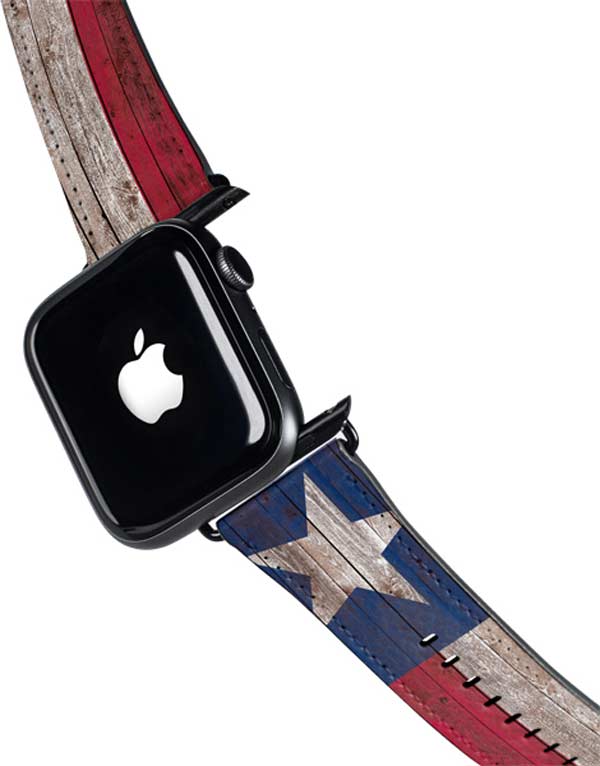 Texas Flag Dark Wood Apple Watch Band 38-40mm
