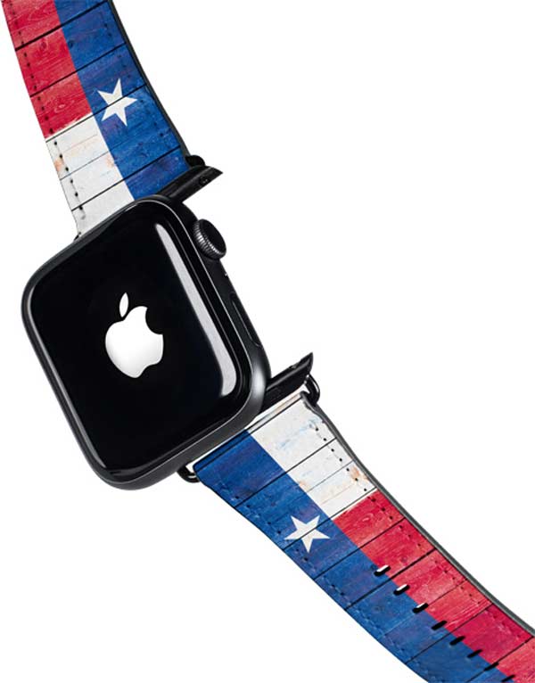 Texas Flag Light Wood Apple Watch Band 38-40mm