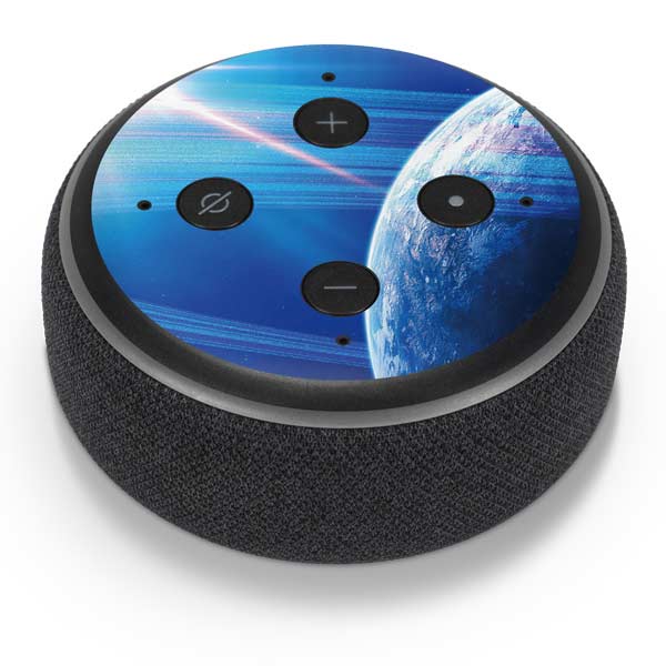 View of a Planet as it Looms in Close Orbit and with Rings Amazon Echo Dot Skin