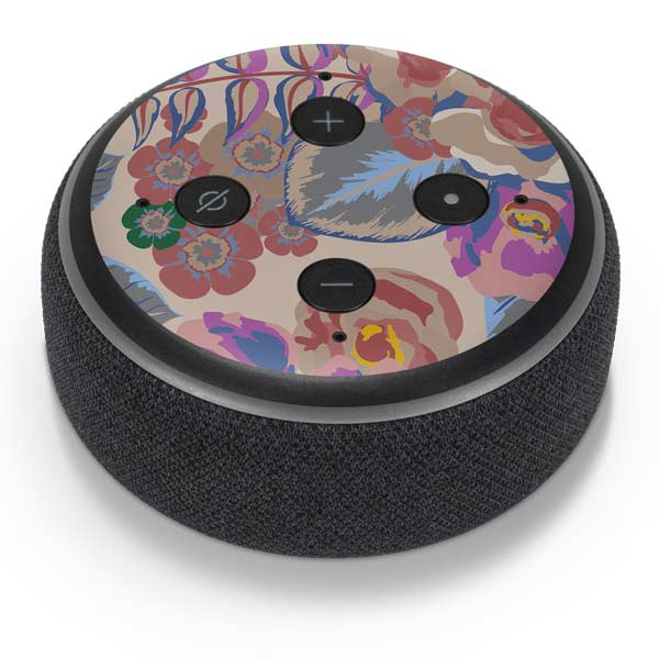 Warm Taupe Floral Amazon Echo Dot Skin