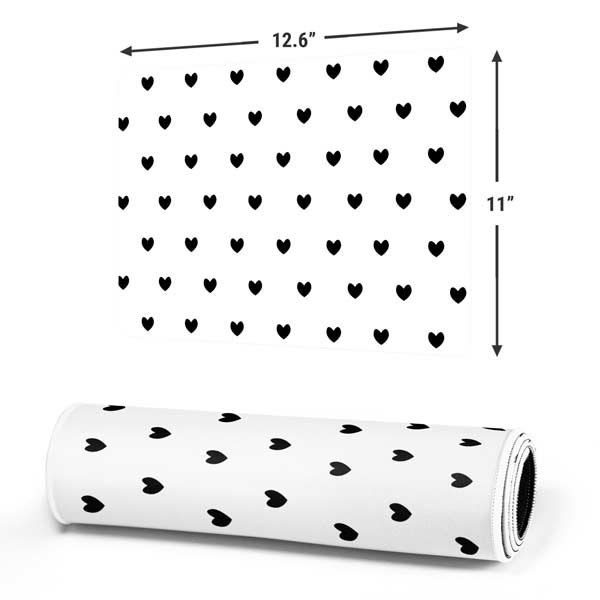 White and Black Hearts Gaming Mouse Pad