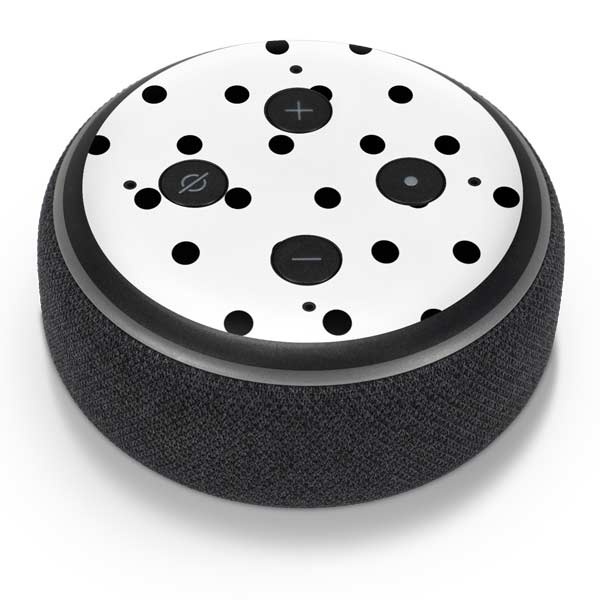 White and Black Polka Dots Amazon Echo Dot Skin