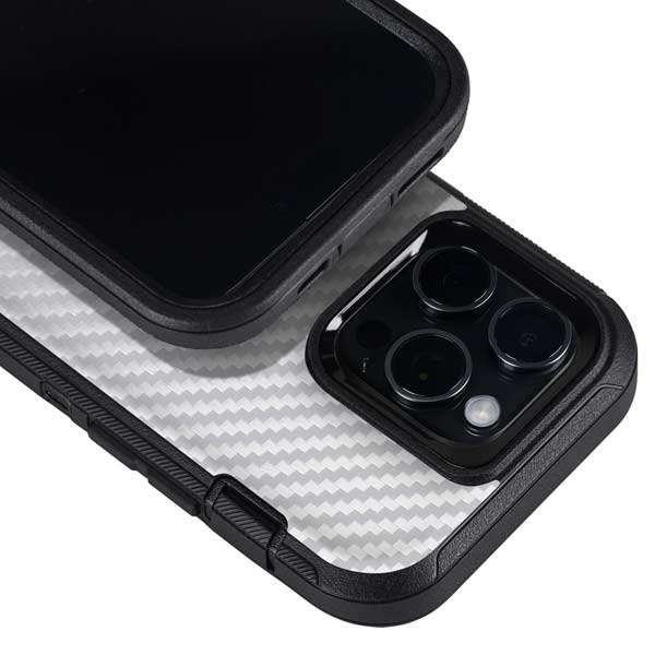 White Carbon Fiber Specialty Texture Material Otterbox Defender iPhone Skin