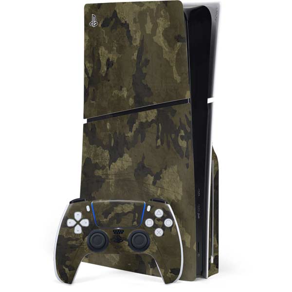 Wood Camo Camouflage PS5 Slim Disk Bundle Skin