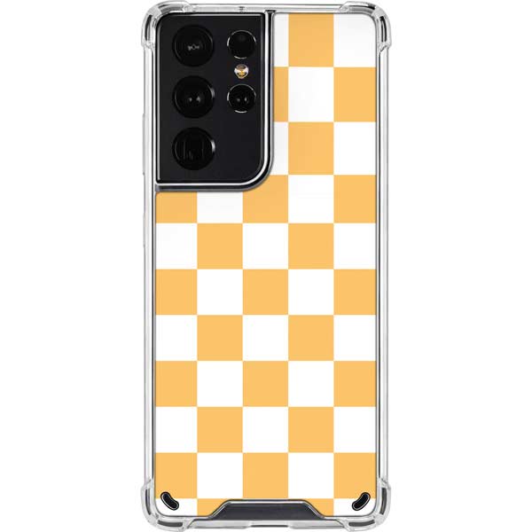 Yellow and White Checkerboard Galaxy S21 Ultra 5G Clear Case