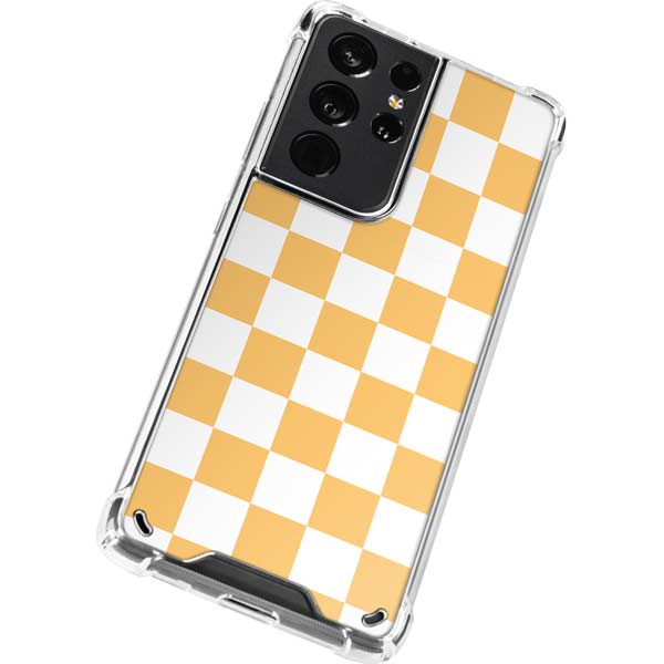 Yellow and White Checkerboard Galaxy S21 Ultra 5G Clear Case