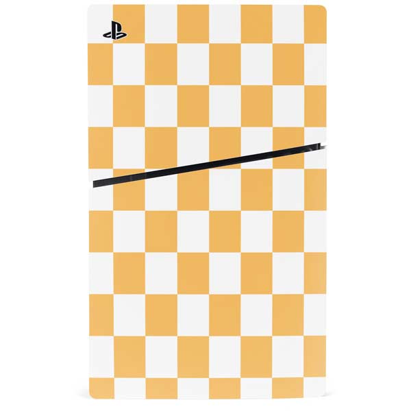 Yellow and White Checkerboard PS5 Slim Disk Bundle Skin