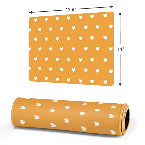 Yellow and White Hearts Gaming Mouse Pad
