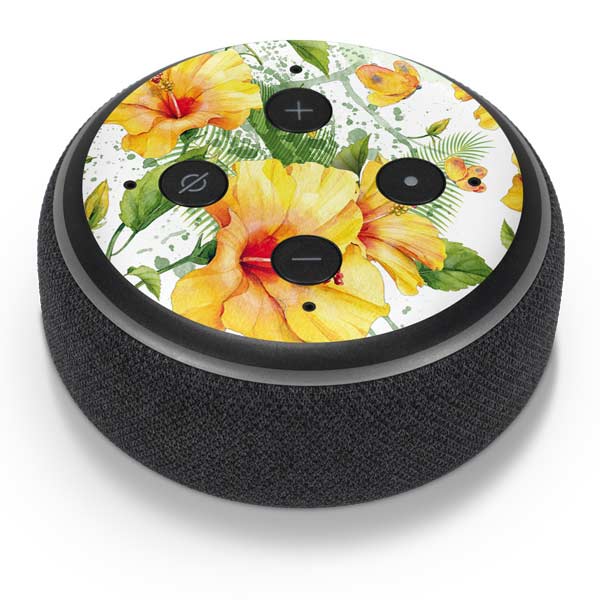 Yellow Hibiscus Amazon Echo Dot Skin